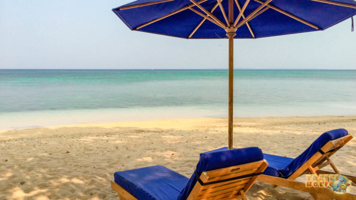 La vue depuis la plage du Siladen Resort & Spa
